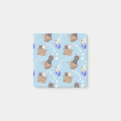 Katzen in Kiste und Milchfallen auf blau Post-it Klebezettel (Vorderseite)