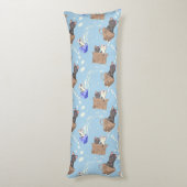 Katzen in Kiste und Milchfallen auf blau Seitenschläferkissen (Rückseite (Vertikal))