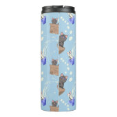 Katzen in Kiste und Milchfallen auf blau Thermosbecher (Rückseite)