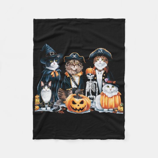 Katzen in Kostümen Herbst Halloween T-Shirt Spaß K Fleecedecke (Vorderseite)