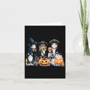Katzen in Kostümen Herbst Halloween T-Shirt Spaß K Karte