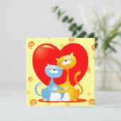 Katzen in Liebe, Einladung (Stehend Vorderseite)