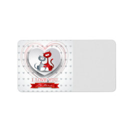 Katzen in Liebe mit dem Herzen Adressaufkleber