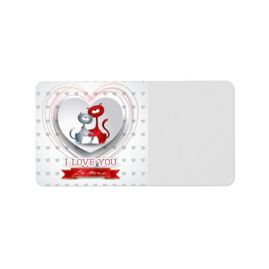 Katzen in Liebe mit dem Herzen Adressaufkleber (Vorne)