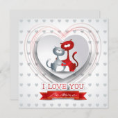 Katzen in Liebe mit dem Herzen Einladung (Vorne/Hinten)