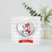 Katzen in Liebe mit dem Herzen Einladung (Stehend Vorderseite)