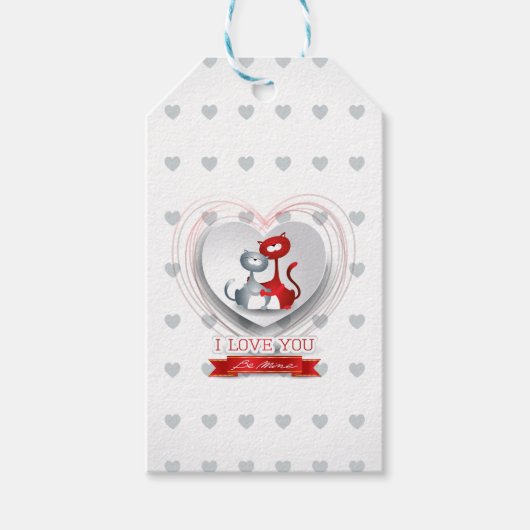 Katzen in Liebe mit dem Herzen Geschenkanhänger (Vorderseite)