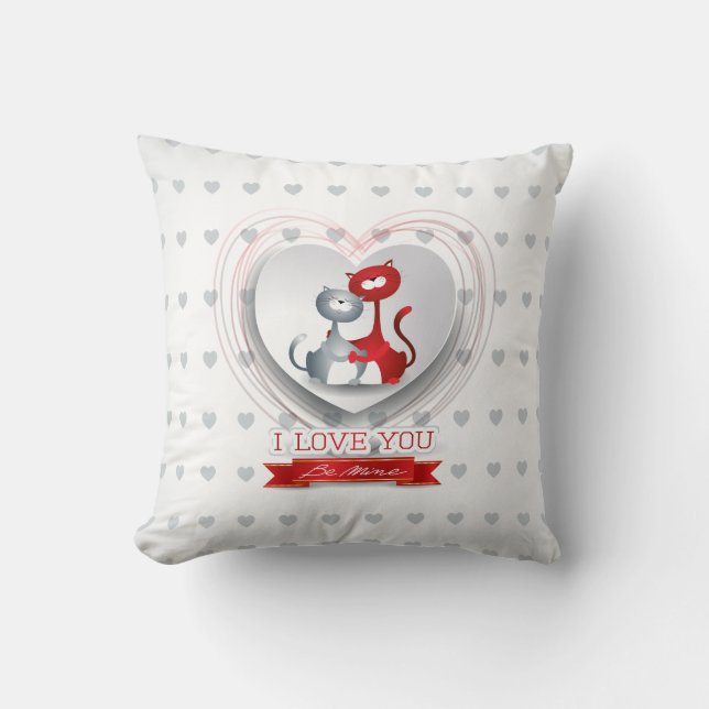 Katzen in Liebe mit dem Herzen Kissen (Vorderseite)