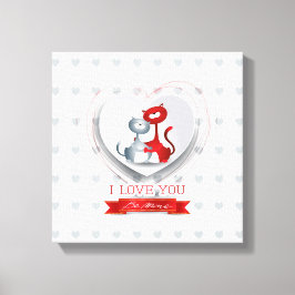 Katzen in Liebe mit dem Herzen Leinwanddruck