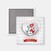 Katzen in Liebe mit dem Herzen Magnet (Vorderseite/Rückseite)