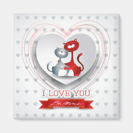 Katzen in Liebe mit dem Herzen Magnet