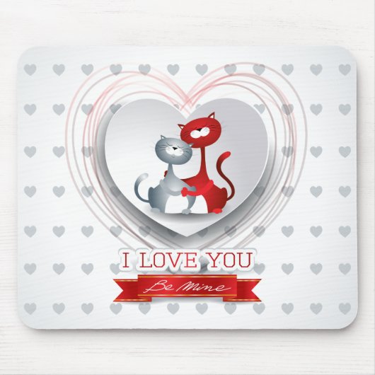 Katzen in Liebe mit dem Herzen Mousepad (Vorne)