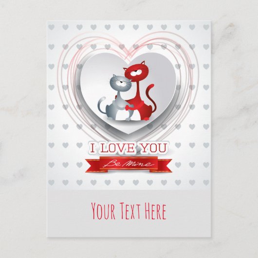 Katzen in Liebe mit dem Herzen Postkarte (Vorderseite)