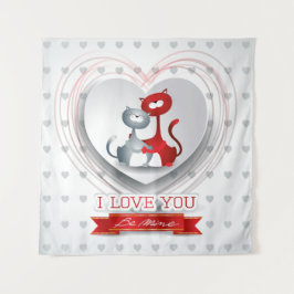 Katzen in Liebe mit dem Herzen Wandteppich