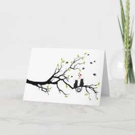 Katzen in Liebe mit den roten Herzen auf den Frühl Karte