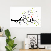 Katzen in Liebe mit den roten Herzen auf den Frühl Poster (Heimbüro)