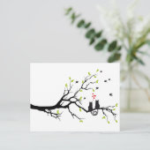 Katzen in Liebe mit den roten Herzen auf den Frühl Postkarte (Stehend Vorderseite)