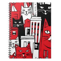 Katzen in New York Kunst Notizbuch -Süße Whimsical