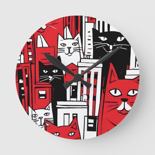 Katzen in New York Runde Wanduhr (Vorderseite)