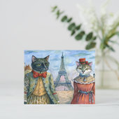 Katzen in Paris Feiertagspostkarte (Stehend Vorderseite)