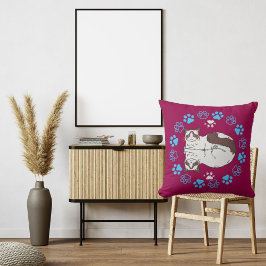 Katzen in Pasten auf Niedlichem, modernem, blauem  Kissen