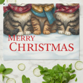 Katzen in Preppy Winter Attraktion und Hass Weihna Geschirrtuch (Gefaltet)