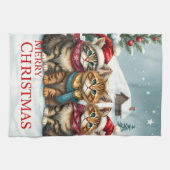 Katzen in Preppy Winter Attraktion und Hass Weihna Geschirrtuch (Horizontal)