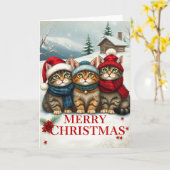 Katzen in Preppy Winter Attraktion und Hass Weihna Karte (Gelbe Blume)