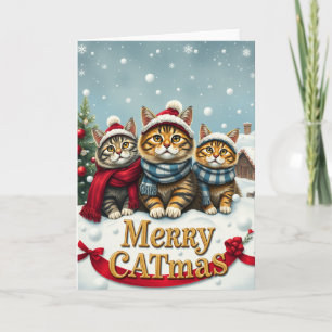 Katzen in Preppy Winter Attraktion und Hass Weihna Karte