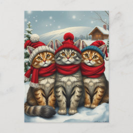 Katzen in Preppy Winter Attraktion und Hats Winter Feiertagspostkarte