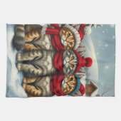 Katzen in Preppy Winter Attraktion und Hats Winter Geschirrtuch (Horizontal)