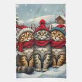 Katzen in Preppy Winter Attraktion und Hats Winter Geschirrtuch (Vertikal)