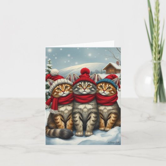 Katzen in Preppy Winter Attraktion und Hats Winter Karte (Vorderseite)