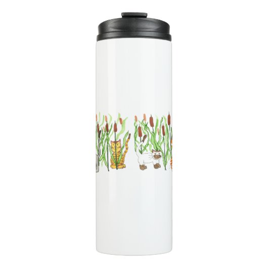 Katzen in Rohrkolben Thermosbecher (Vorderseite)