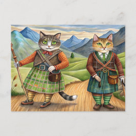 Katzen in Schottland Feiertagspostkarte