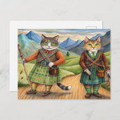 Katzen in Schottland Feiertagspostkarte (Vorne/Hinten)