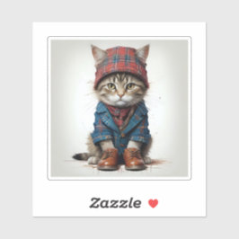 Katzen in Scottish Disguise - charmante Katzen Aufkleber