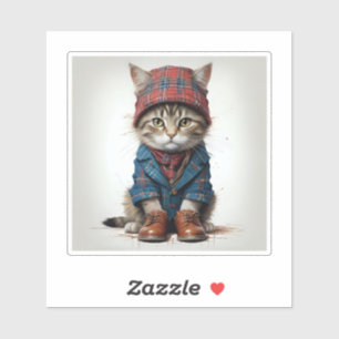 Katzen in Scottish Disguise - charmante Katzen Aufkleber