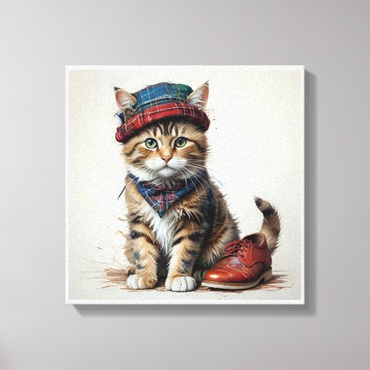 Katzen in Scottish Disguise - charmante Katzen Leinwanddruck (Vorderseite)