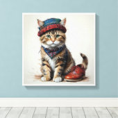 Katzen in Scottish Disguise - charmante Katzen Leinwanddruck (Insitu (Holzboden))