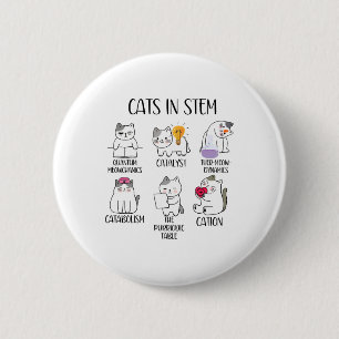 Katzen in STEM Lustiger Wissenschafts-Meme Wissens Button