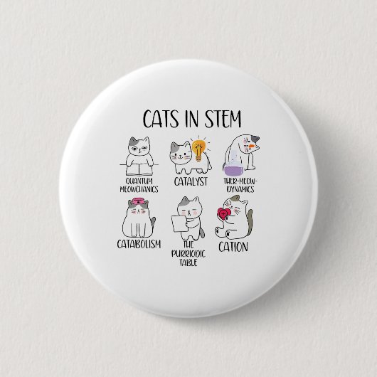 Katzen in STEM Lustiger Wissenschafts-Meme Wissens Button (Vorderseite)