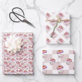 Katzen in Tasse unter Regenschirm in lesbischen Fa Geschenkpapier Set