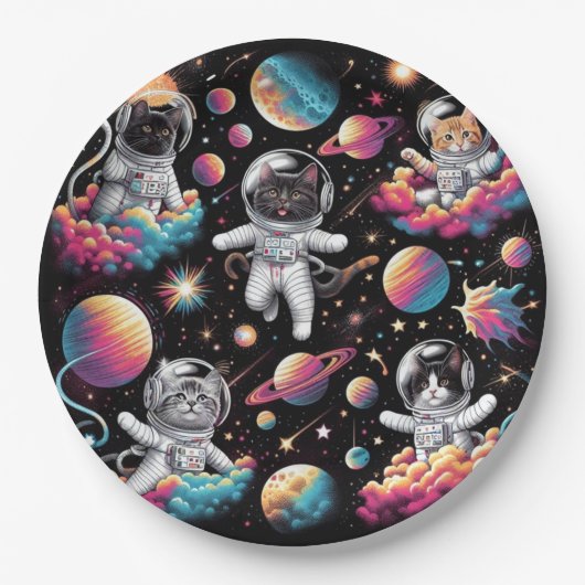 Katzen in Tellern aus Raumapier! Pappteller (Vorderseite)