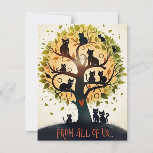 Katzen in Tree Friends Geburtskarte Feiertagskarte (Vorderseite)