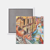 Katzen in Venedig Magnet (Vorderseite/Rückseite)