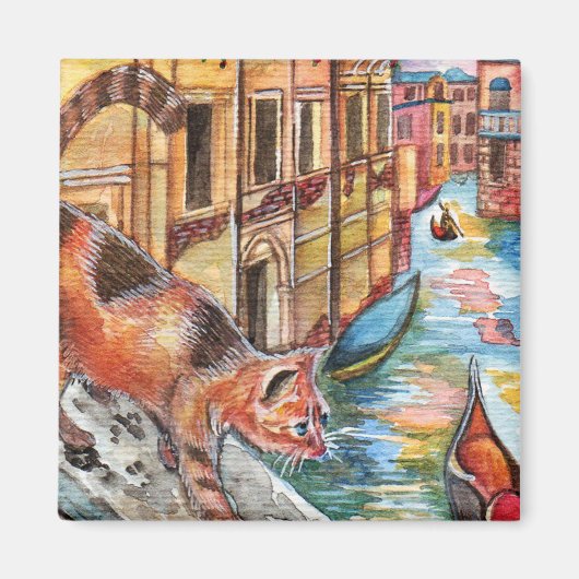 Katzen in Venedig Magnet (Vorne)