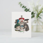 Katzen in Wigs und Hats Alberne Illustration Postkarte (Stehend Vorderseite)