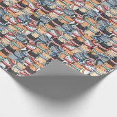 Katzen in Winterskarven und Hats-Muster Geschenkpapier (Ecke)