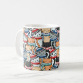 Katzen in Winterskarven und Hats-Muster Kaffeetasse (Vorderseite Links)